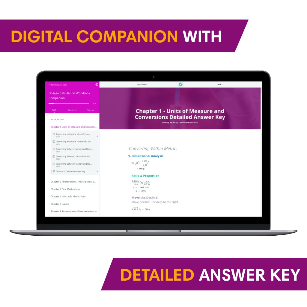 Dosage Calculation Workbook & Digital Companion - Course Bundle - LevelUpRN